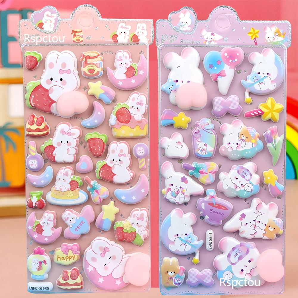 1pcs Funny Cute Anime Animal Series Bubble Stickers Kawaii Bear Rabbit Cartoon Pinchable Buttocks Decals Decompression Toy Gift