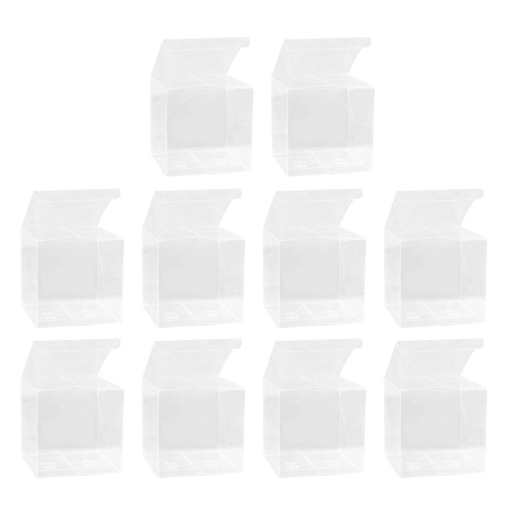 10Pcs PVC Packaging Box Transparent Cube Clear Candy Treat Wedding Shower Birthday Party Gift Packing Box 10x10x10cm