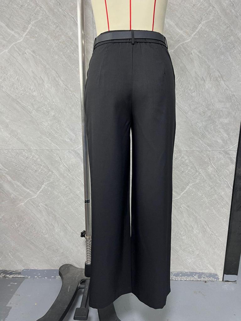 High Waist Wide Leg Women's Summer Suit Pants - Versatile, Casual, Petite, Straight Leg, Floor-Length Trousers