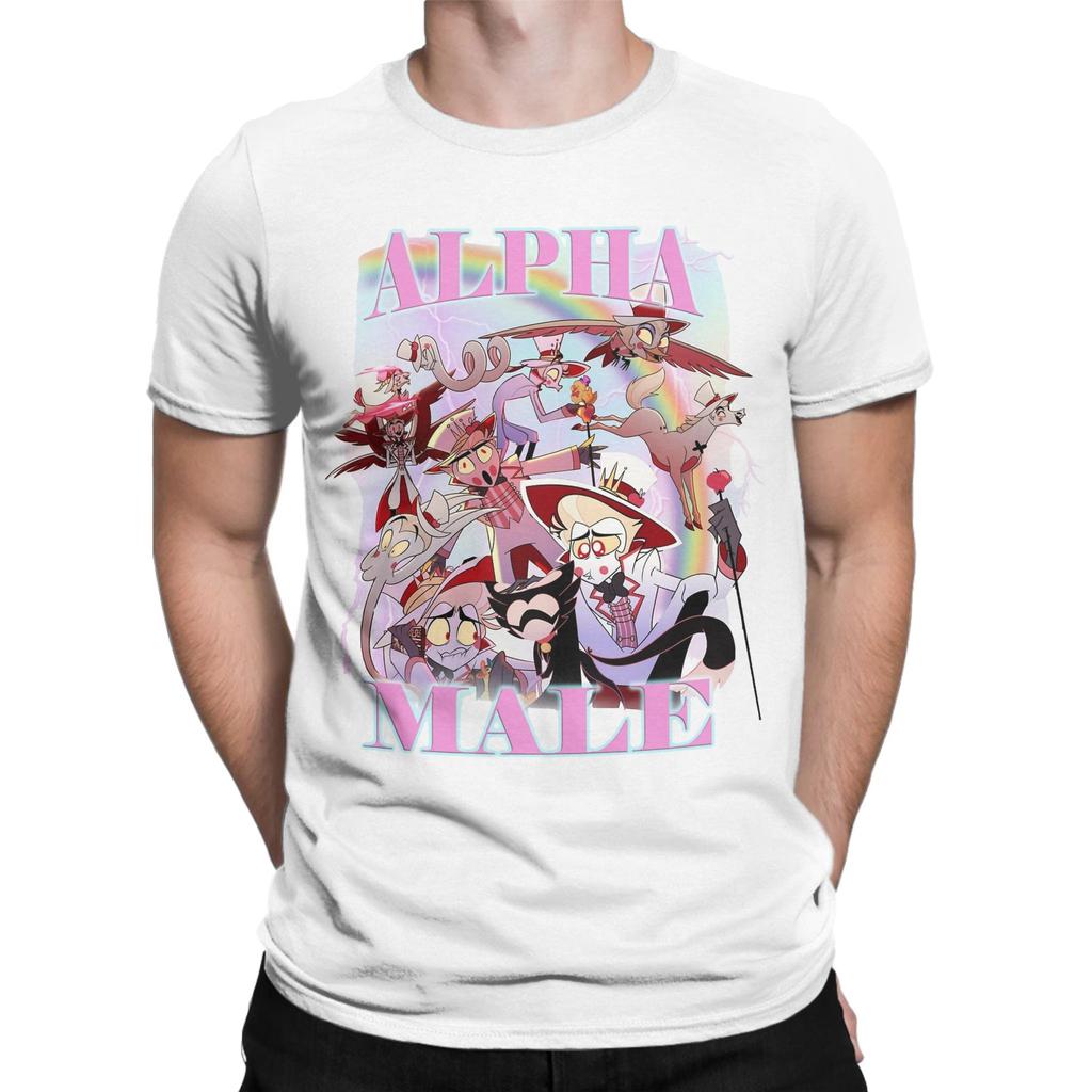 Herr Lucifer Manlig Hazbins Hotels T-shirt Kläder i ren bomull Fantastisk Kortärmad Rundhals T-shirt 4XL 5XL T-shirts