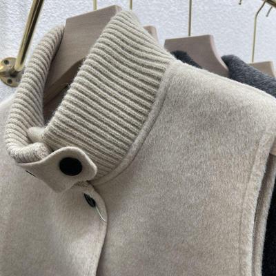2025 Autumn/Winter Korean Style Stand Collar Double-Sided Wool Vest for Commuting and Layering.
