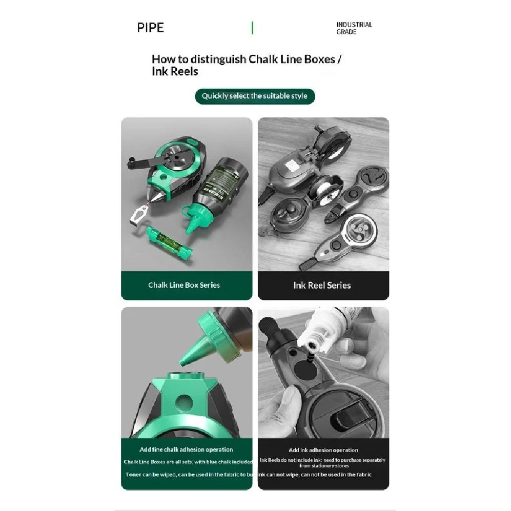3Pcs Line Marking Tool Chalk Line Reel For Woodworking Workshop Home Renovation Enthusiasts With Quick Retraction And Fine Point