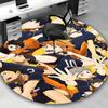 1pc Haikyuu Karasuno High Volleyball Team Round Carpet - Anime Design, Office Chair Mat, Non-Slip Rug, Suitable for Home Decor, Living Room