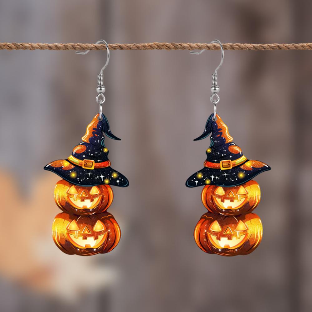 

Halloween carnival party pumpkin wizard hat earrings funny personality earrings