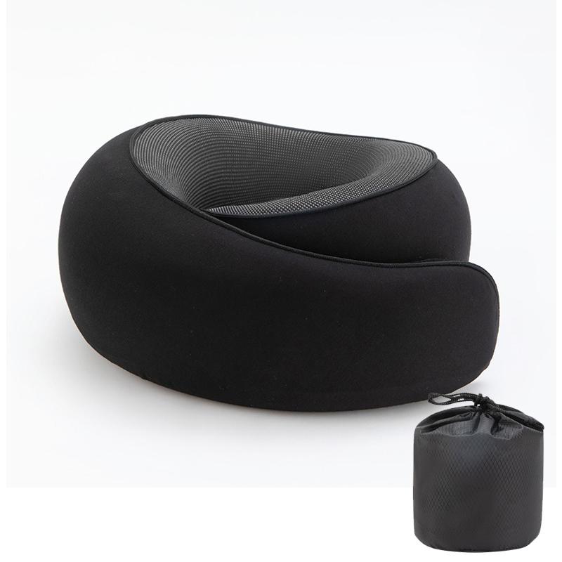 Portable U-shaped Travel Pillow Neck Support Memory Foam Snail Style Travel Pillow Adjustable Soft Noon Break Pillow чёрный