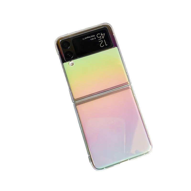 For Samsung Folding Screen ZFlip3 Mobile Phone Case for Samsung ZFlip6 Laser Gradient Flip Protective Case Ultra-thin