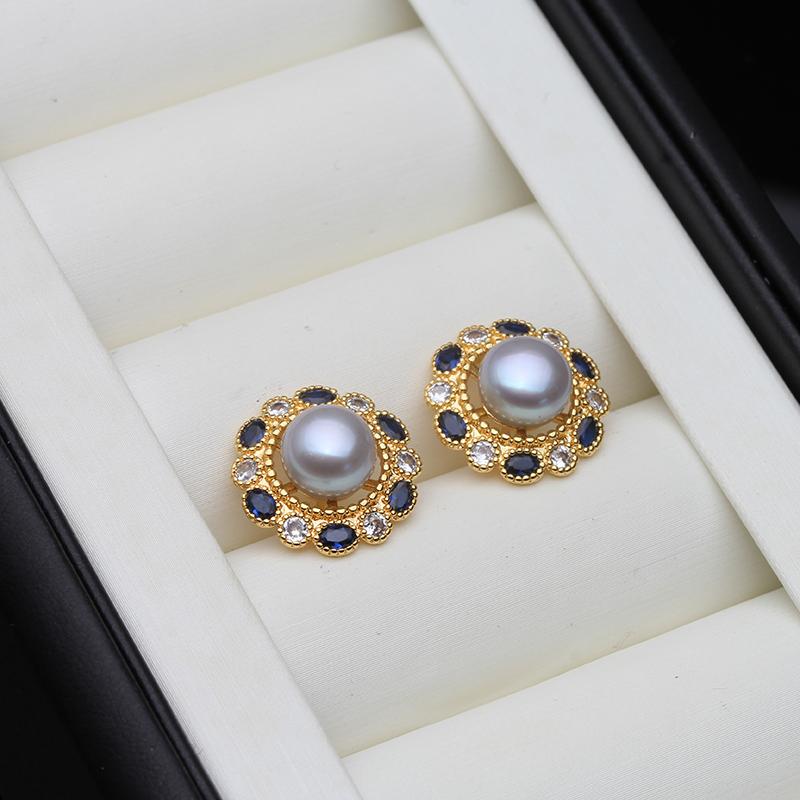 

Real Pink Stud Earrings With Pearls For Women,Cultured Natural Freshwater Bridal Pearl Earrings Wife Mother Birthday Gift Black