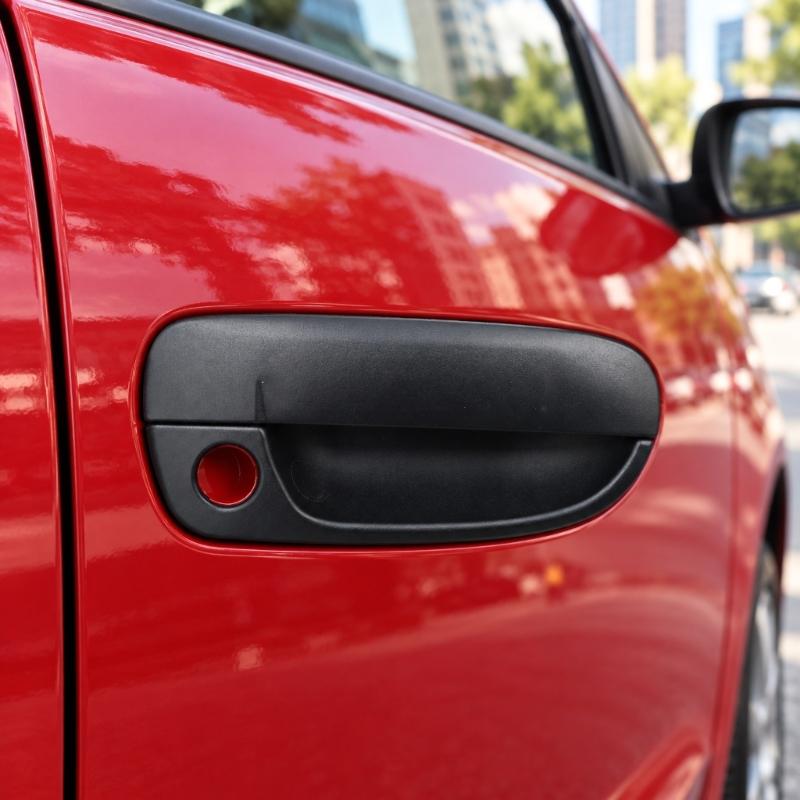 82660-25000 Exterior Door Handle for 1999-2006 Accent, Black Textured ABS Assembly with Metal Linkage, Return Spring, and Round Key Opening