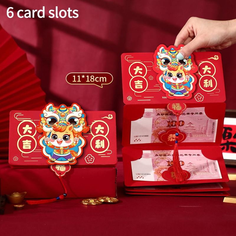 3D Chinese Traditional Red Envelopes Chinese New Year 2025 Money Packet Chinese Spring Festival Money Bag Hongbao for Kids
