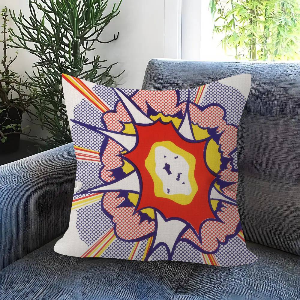 Roy Lichtenstein Pop Art Doublesided Printed pillow cover Short plush Suitable living rooms bedrooms sofas throw cushion cover