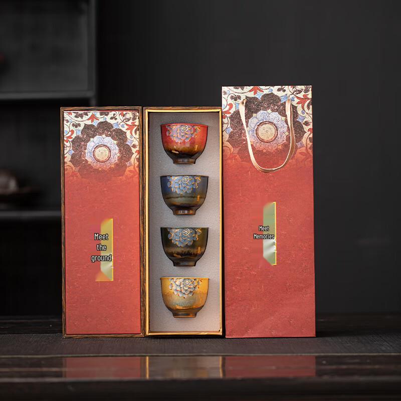 Su's Ceramic Dunhuang Auspicious Lotus Master Tea Cup Set