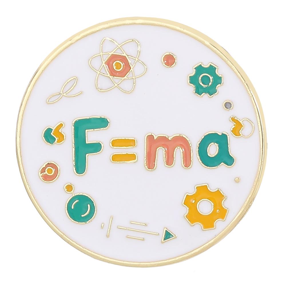 Graduation Season Gift Blue Physics Formula P=MV Shield Shaped Enamel Brooches Newton s Second Law F=MA Design Golden Pins