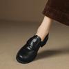 Fashion 2025 New Fashion Genuine Leather Women Pumps Shoes Spring Mid Heels Shoes Round Toe Casual Woman Office Loafers Ladies 34-40