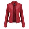 Giacca slim da donna Giacca da motociclista Giacca in pelle con colletto alla coreana di grandi dimensioni