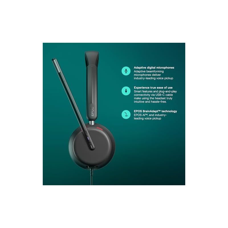 EPOS Impact 860T USB-C Binaural Headset for Open Offices, Microsoft Teams Certified