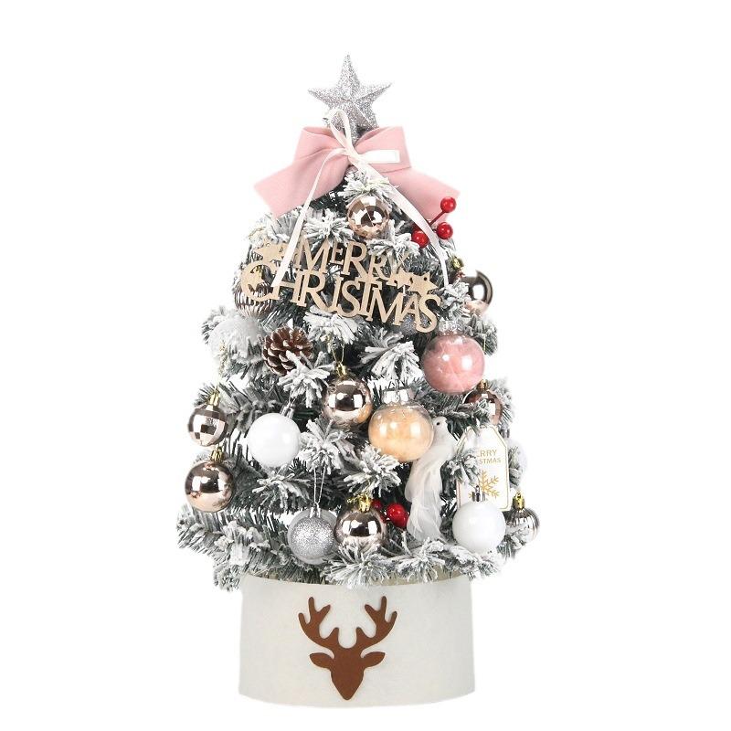 45cm Snow-Flocked Christmas Tree Set with DIY Ornaments - Perfect for Holiday Decor