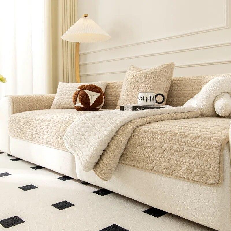 High Quality Plush Winter Thickened Sofa Cushion Autumn and Winter Anti Slip Sofa Cover