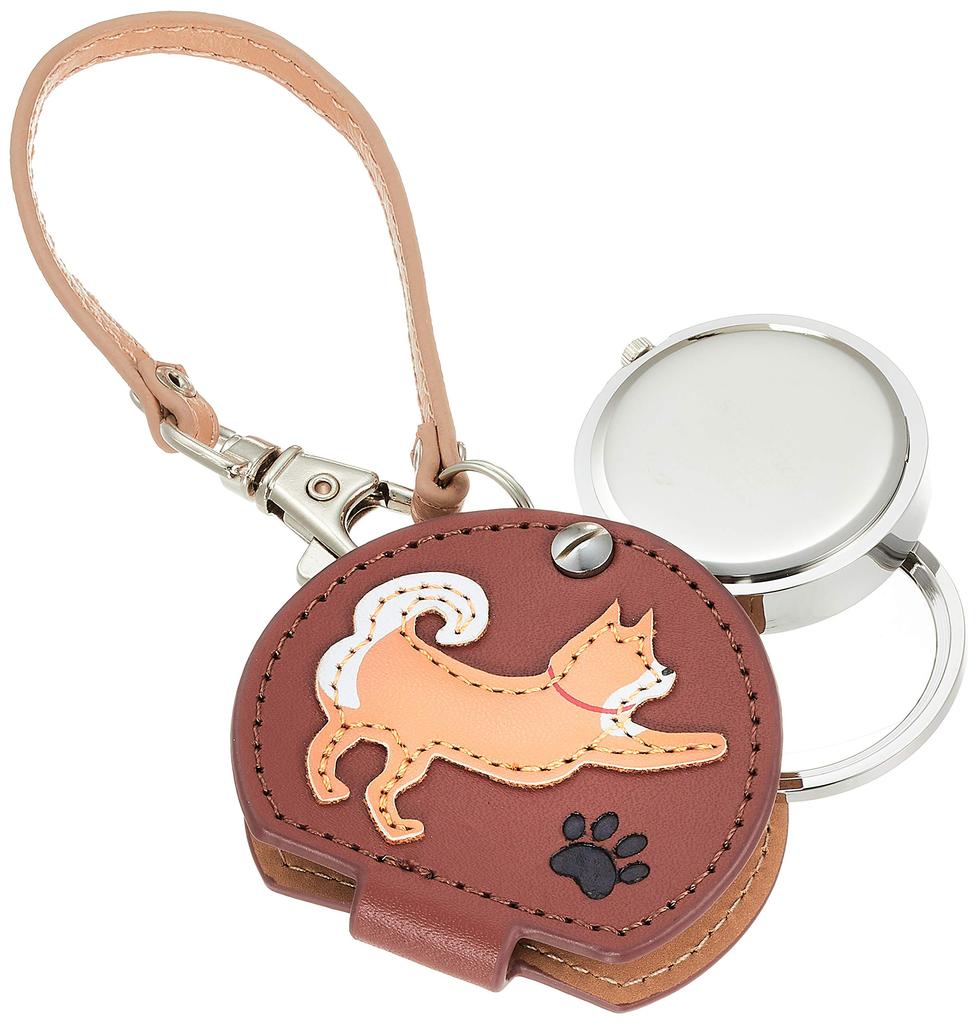 Fieldwork Analog Pocket Watch with Shiba Inu Bag Charm and Magnifying Beige LW054-2 Women's Glass,