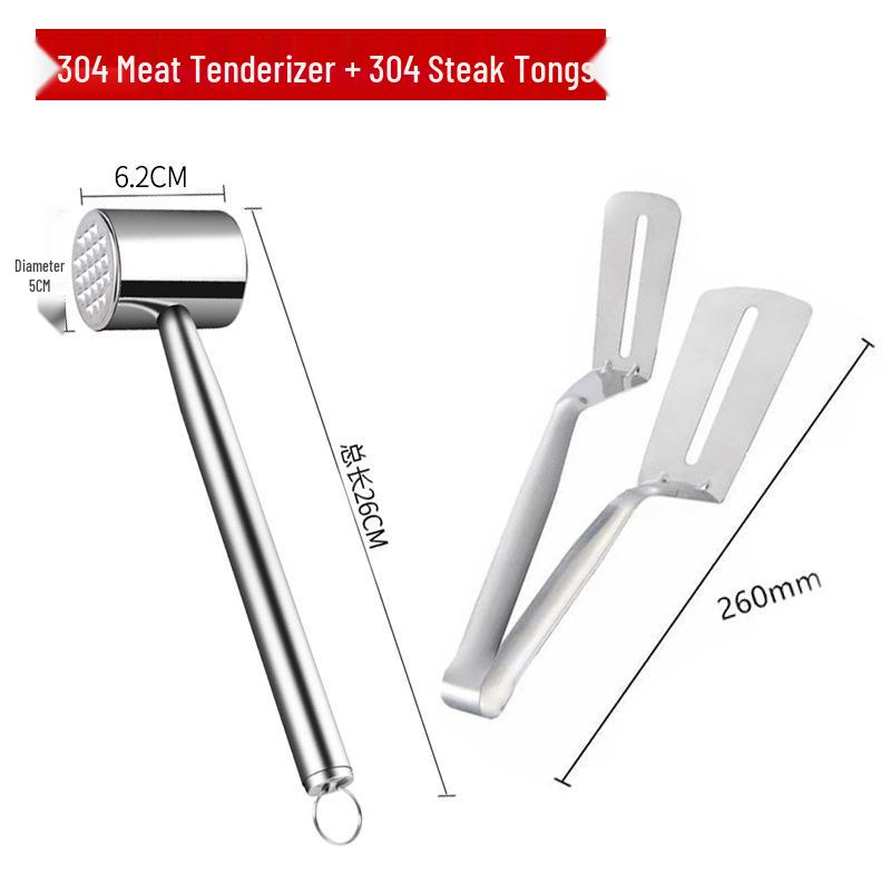 304 Stainless Steel Meat Tenderizer Hammer for Steaks