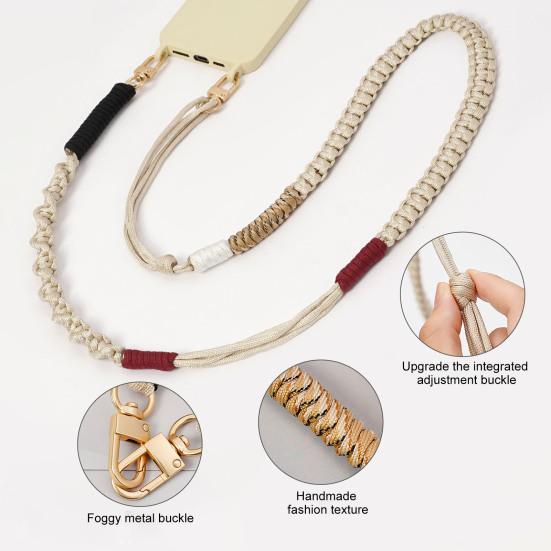 Cell Phone Lanyard Adjustable Fit Crossbody Strap High-Strength Braided Rope Anti-Lost Hands-Free Phone Neck Strap
