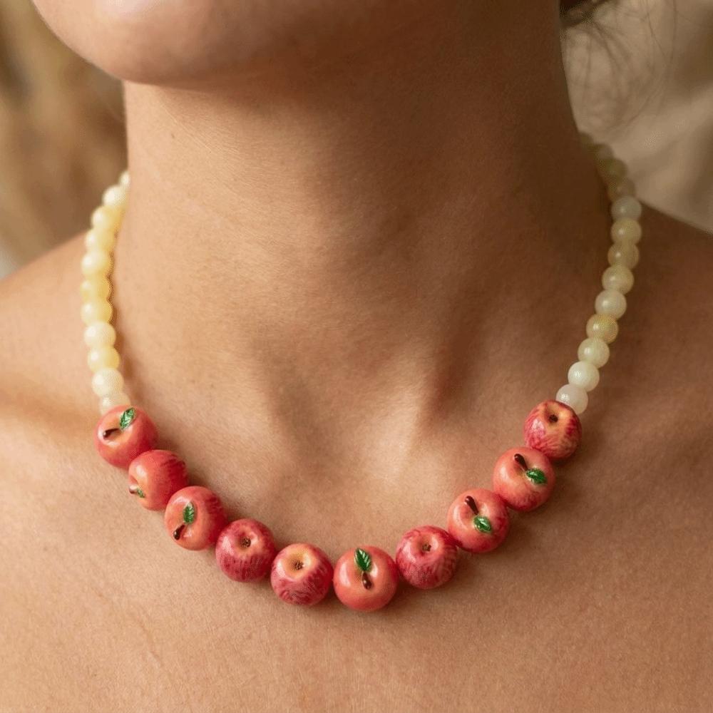 Y2K Fruit Beaded Necklace Resin Fashion Necklace Creative Fruit Necklace Women