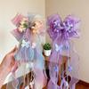 Pink Floral Bow Hair Clip Long Ribbon Bow Barrettes Cute Princess Hair Accessories  Kid