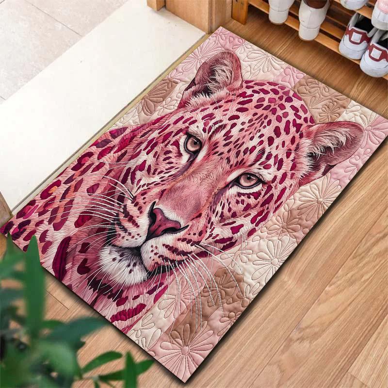 Pink animal leopard Pattern Square Carpet,Area Rug,Carpet Rug for Living Room Bedroom Sofa Playroom Decor,Non-slip Floor Mat,Holiday Birthday Gifts