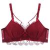 Damski czerwony koronkowy bralet - Styl francuski, marszczony design, bez fiszbin, zapobiegający opadaniu
