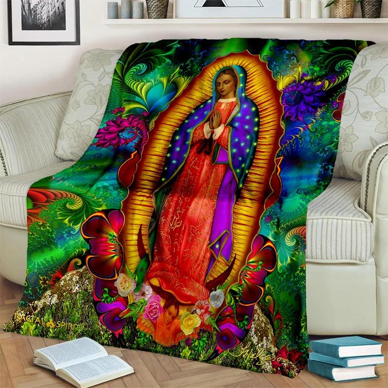 3D Blessed Virgin Mary Jesus HD Blanket,Soft Throw Blanket for Home Bedroom Bed Sofa Picnic Travel Office Rest Cover Blanket Kid