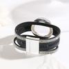 Womens Geometric Alloy Magnetic Clasp PU Leather Bracelet With Large Circle Chain Fashion OL Style