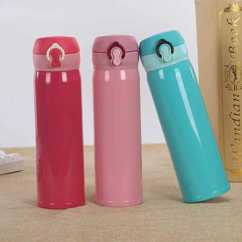 350ml Solid Color 304 Stainless Steel Double-layer Bouncing Cup Thermos Universal Thermos Flask Gift Water Cup