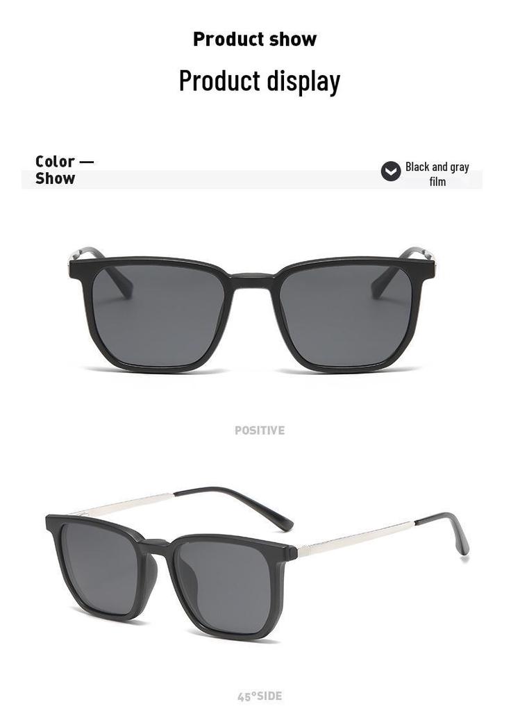 Occhiali da Sole Magnetici Polarizzati Clip-On per Miopia - Protezione UV, Montatura Quadrata, Visione Notturna, Unisex