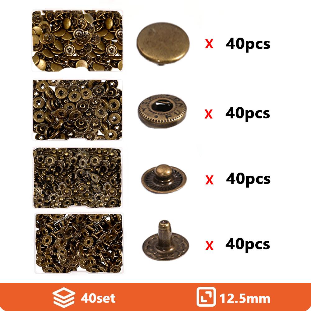 Brons 12,5 mm Roestvrij Staal Sluiting Drukknop Knopen Kits voor Jassen Tassen Leer Marine Boot Canvas Gunmetal 12.5mm