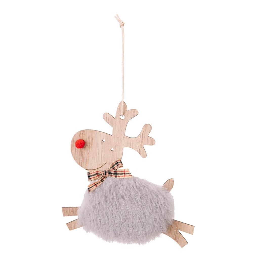 Christmas Elk Hanging Ornament Gifts Wooden Reindeer Plush Pendants Christmas Tree Decor