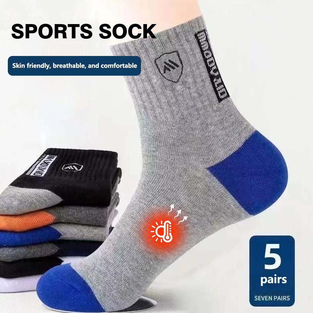 5 Pairs Men's Anti Odor & Anti Slip Socks - Breathable Moisture Wicking Crew Socks for Sports & Daily Wear, 4 Season Pack