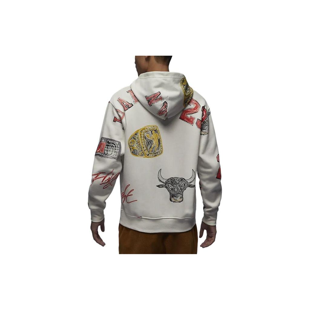 Jordan Hanorac casual cu mânecă lungă, căptușit cu fleece, cu glugă, cu imprimeu complet Brooklyn, Topuri pentru bărbați, Sail-Alb FN4546-133