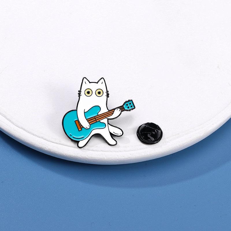 Cartoon Cat Brooch Symphony Orchestra Series Violin Piano Musical Instrument Combination Metal Badge Gift Ornament