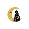 Süße Cartoon Schwarze Katze und Mond Emaille Brosche Pin