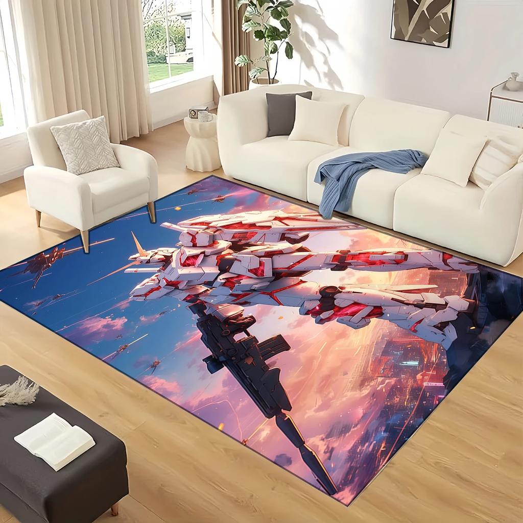 3D GUNDAM Robot Cartoon Carpet Rug for Living Room Bedroom Home Sofa Decoration,kids Play Non-slip Floor Mat Christmas Gift