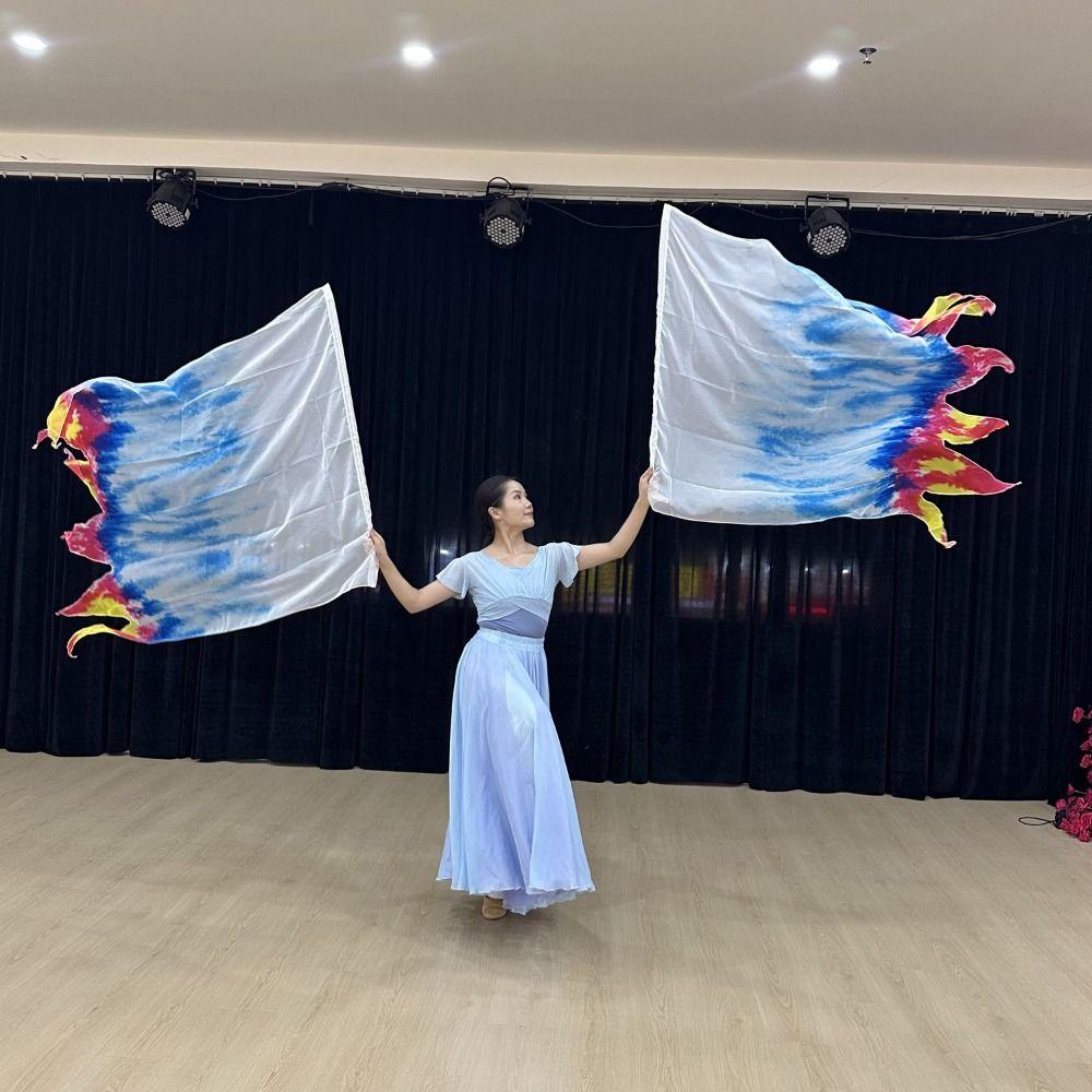 Multicolor Rectangle Flags Scalable Rods Dance Props New Colorful Scarves Flag  Dance Performance