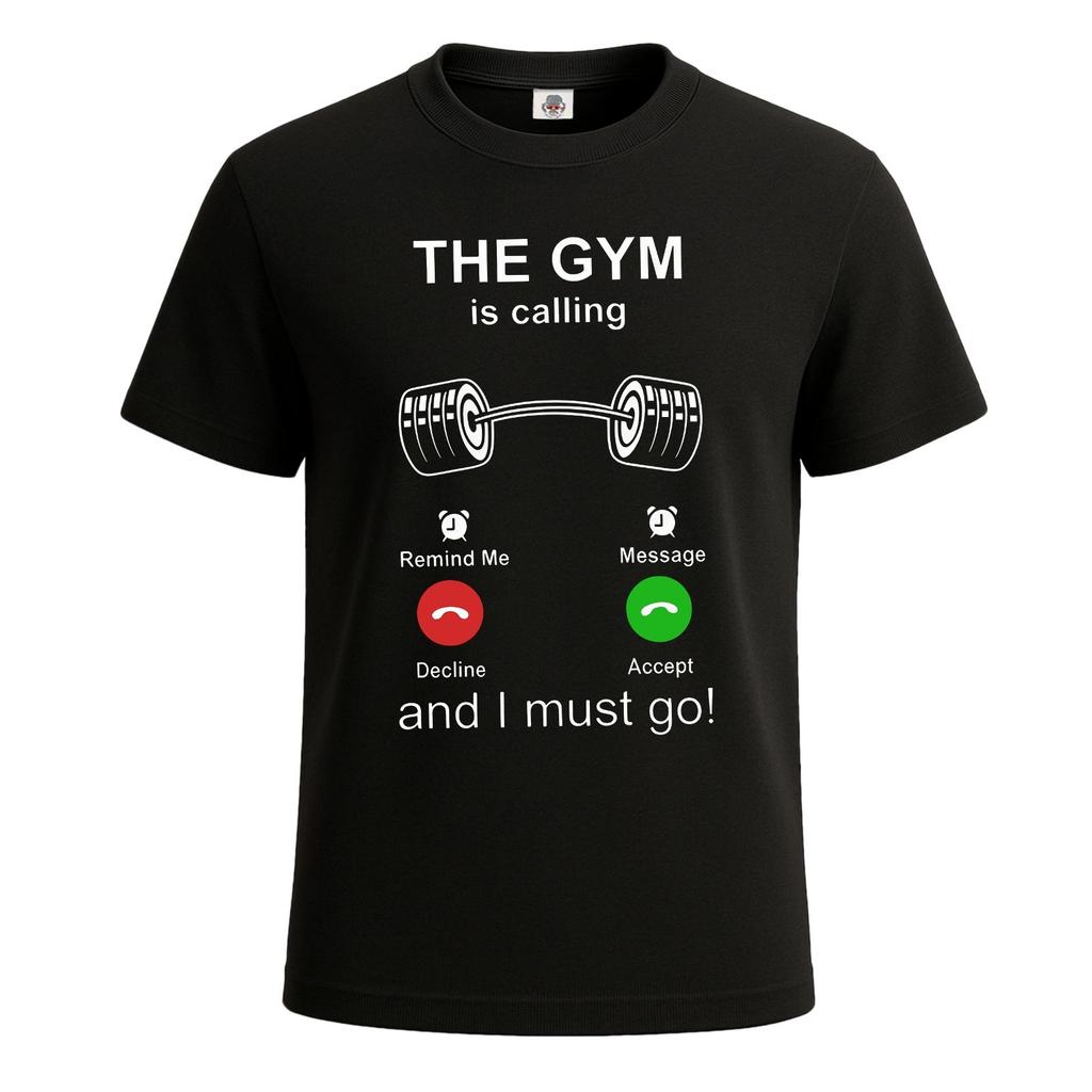 The Gym Is Calling Mens T-Shirt Top Motivation Bodybuilding Novelty Top Tee
