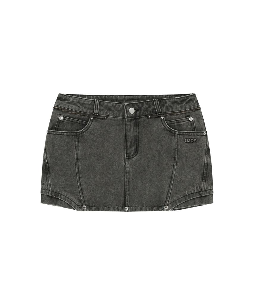 Ohos Button Denim Mini Skirt / Khaki