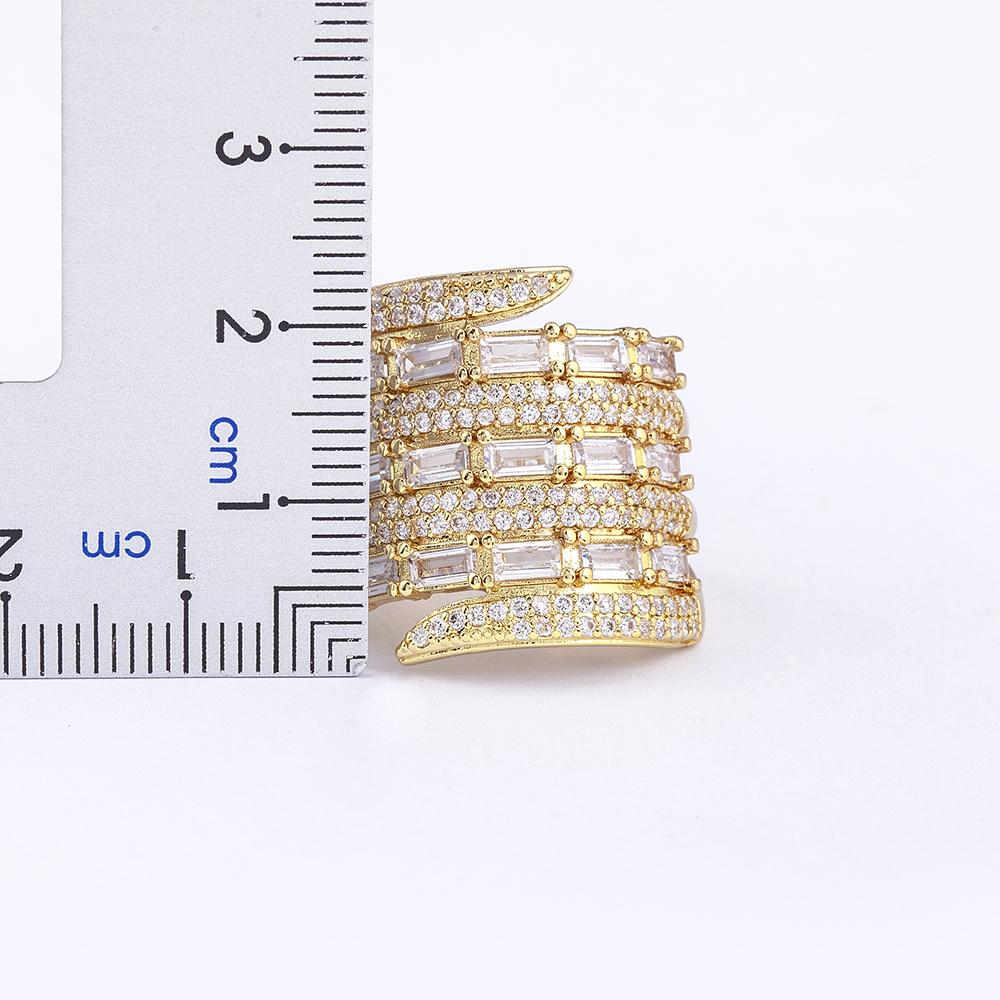 Nidin Luxury Zircon Open Multilayer Rings For Women Crystal Gold Plated Charm Adjustable Wedding Valentine's Day Jewelry Gift