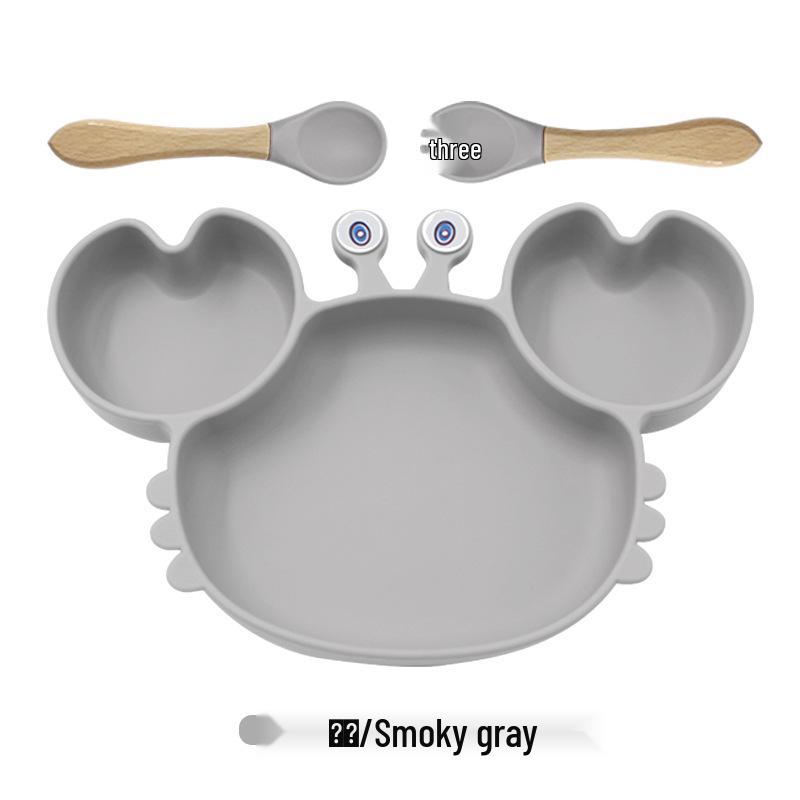 Silicone Suction Crab Plate: Divided Baby Tableware for Feeding & Weaning