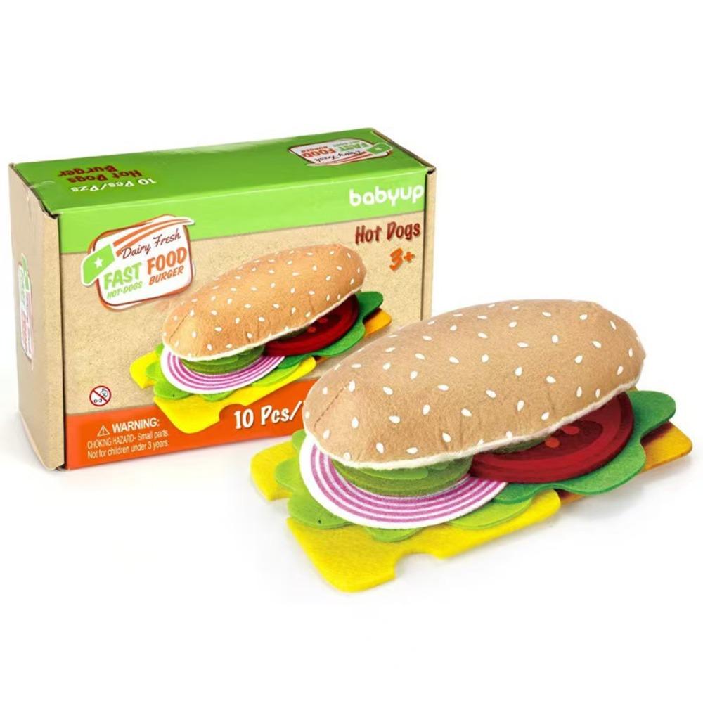 

Burger Felt Combination Food Toy Make Pizza Felt Food Burger Food Set Felt Cloth Burger Toy Kids style B