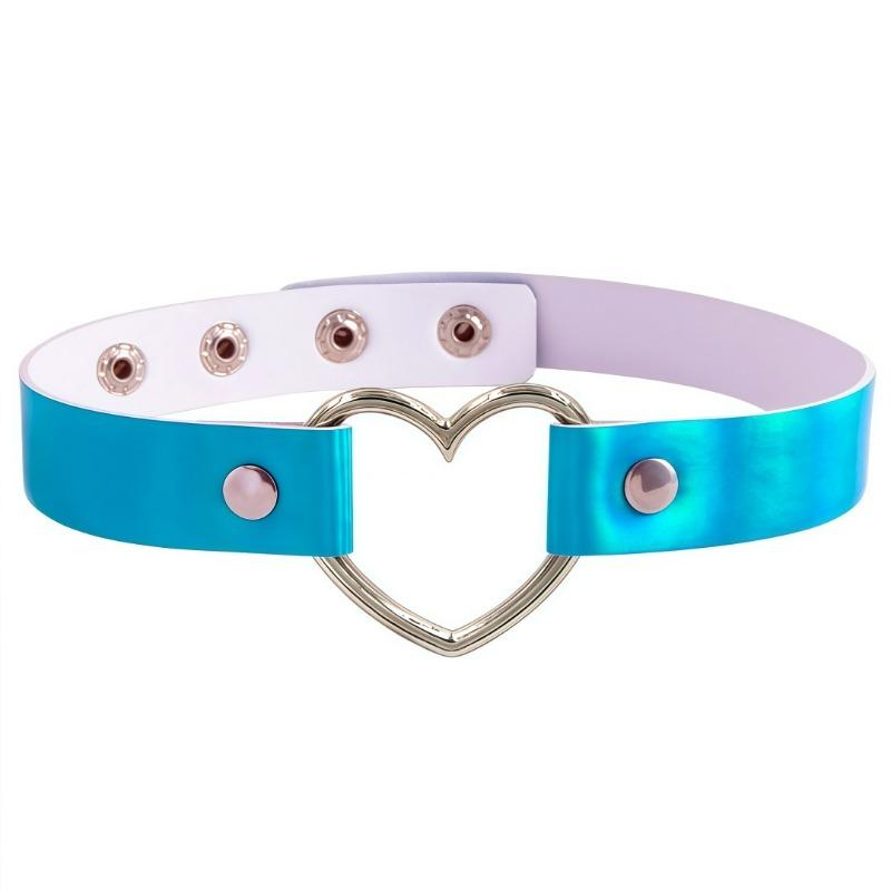 European and American Harajuku Laser Peach Heart Love Shape Collar Collar Choker Luminous Necklace Neck Strap Collarbone Necklace Neck Chain