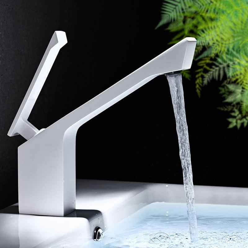 Gun Gray  Hot and Cold Wash Basin Faucet Brass Creative Countertop Wash Sink Tap Deck Mounted Single Hole Tap Household