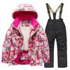 Children's Fashion Skiwear Set Boys' And Girls' Thickened Waterproof Warm Ski Suit Jacket And Trousers Outfit Set