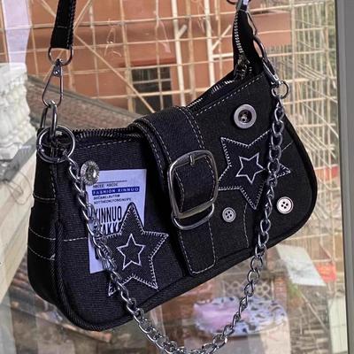 Bottone Retrò Inglese Americano Poster Borsa a Tracolla con Catena Nuova Tendenza