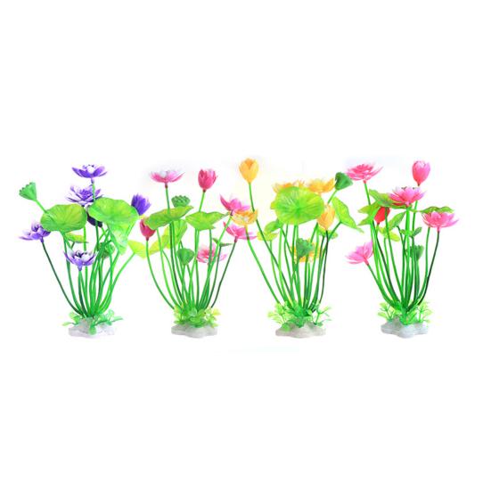 Aquatics Grass Flower Simulation Wedding Favors Plastic Artificial Lotus Fish Tank Ornament for Party